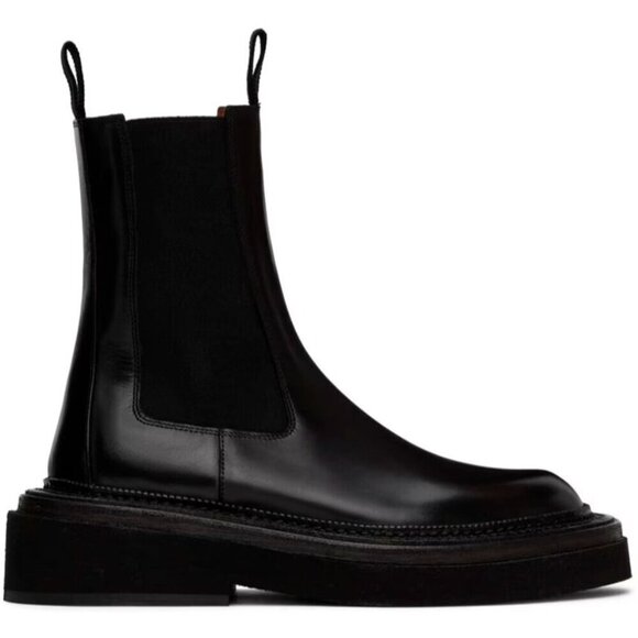 Marsell Pollicione Chelsea Boots 37 7 Womens Black Leather New - Picture 1 of 12